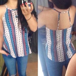 🌸 Open Back Halter Neck Country Top
